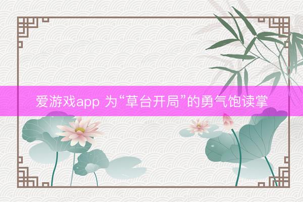 爱游戏app 为“草台开局”的勇气饱读掌