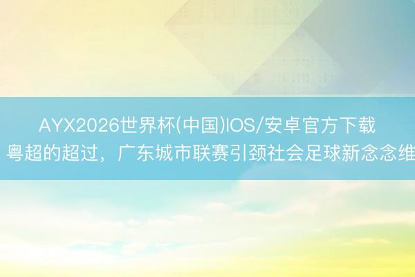 AYX2026世界杯(中国)IOS/安卓官方下载 粤超的超过，广东城市联赛引颈社会足球新念念维
