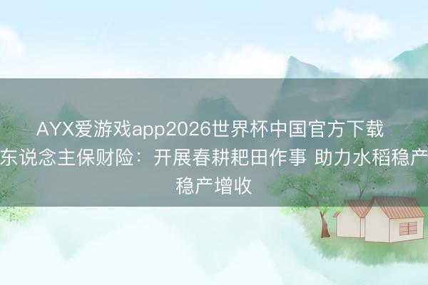 AYX爱游戏app2026世界杯中国官方下载 惠州东说念主保财险：开展春耕耙田作事 助力水稻稳产增收