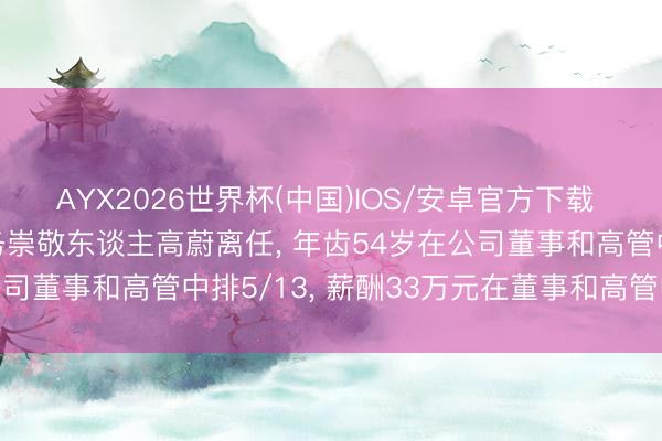 AYX2026世界杯(中国)IOS/安卓官方下载 陕西华达副总司理及财务崇敬东谈主高蔚离任， 年齿54岁在公司董事和高管中排5/13， 薪酬33万元在董事和高管中排3/9